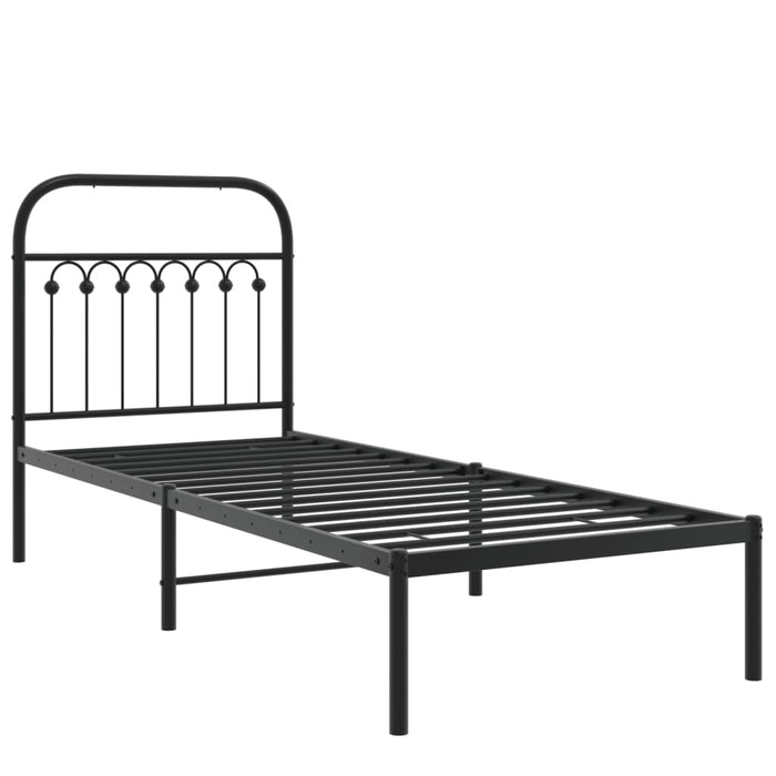 Cadru de pat metalic cu tăblie, negru, 75x190 cm - WALTI WALTI
