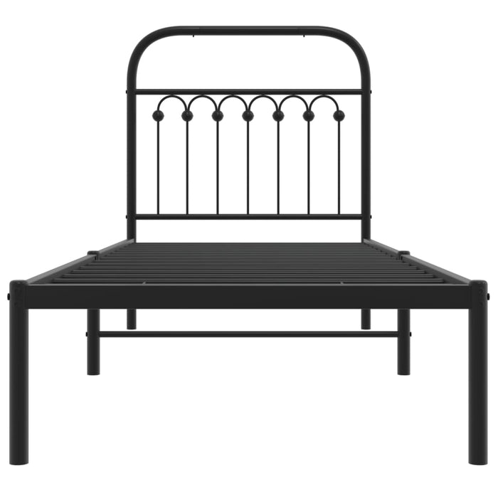 Cadru de pat metalic cu tăblie, negru, 75x190 cm - WALTI WALTI