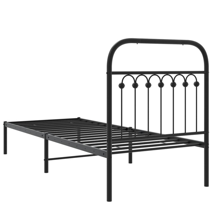 Cadru de pat metalic cu tăblie, negru, 75x190 cm - WALTI WALTI