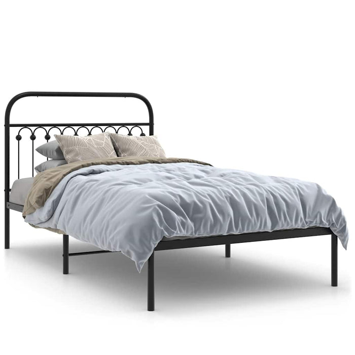 Cadru de pat din metal cu tăblie, negru, 107x203 cm WALTI