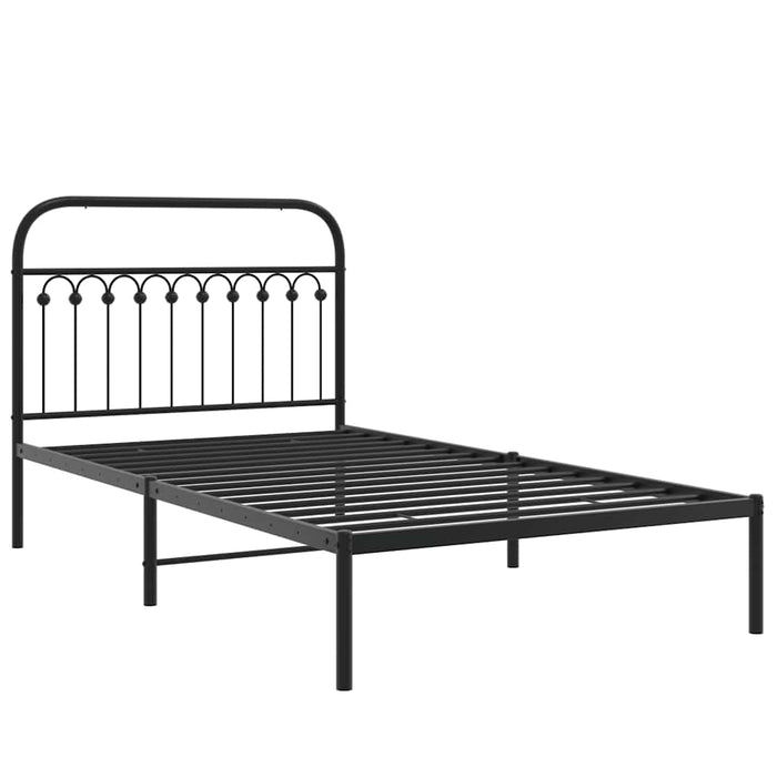 Cadru de pat din metal cu tăblie, negru, 107x203 cm WALTI