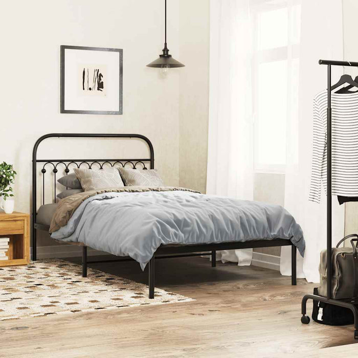 Cadru de pat din metal cu tăblie, negru, 107x203 cm WALTI