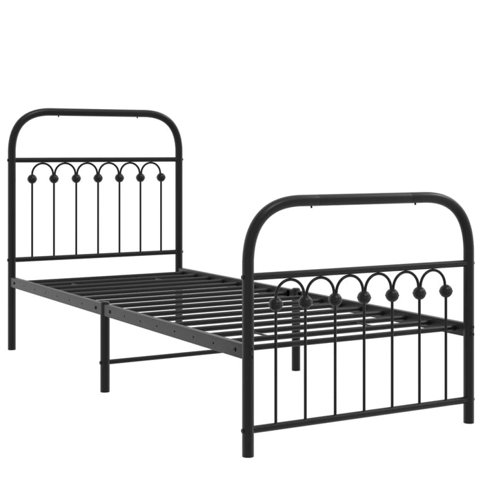 Cadru pat metalic cu tăblii de cap/picioare, negru, 75x190 cm - WALTI WALTI