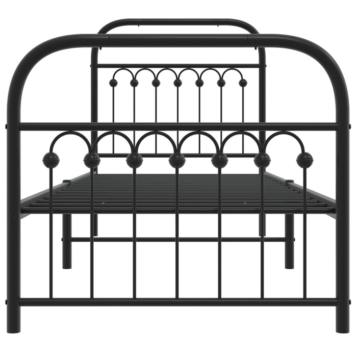 Cadru pat metalic cu tăblii de cap/picioare, negru, 75x190 cm - WALTI WALTI