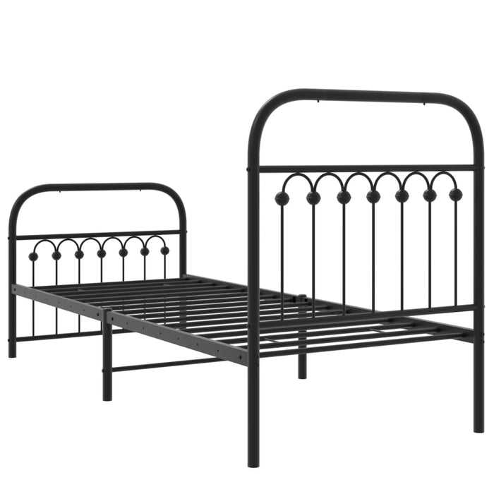 Cadru pat metalic cu tăblii de cap/picioare, negru, 75x190 cm - WALTI WALTI