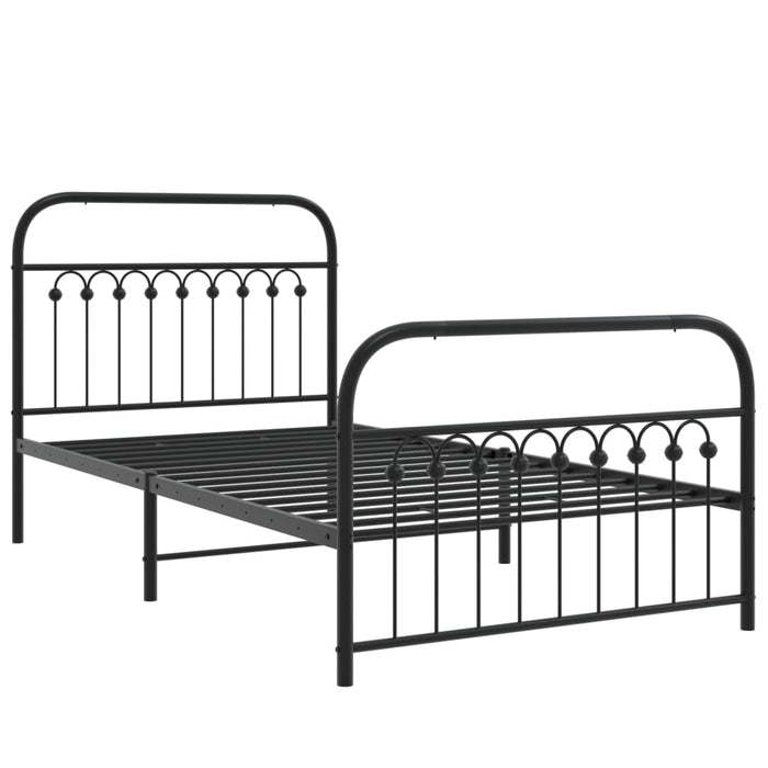 Cadru pat metalic cu tăblii de cap/picioare, negru, 100x190 cm - WALTI WALTI