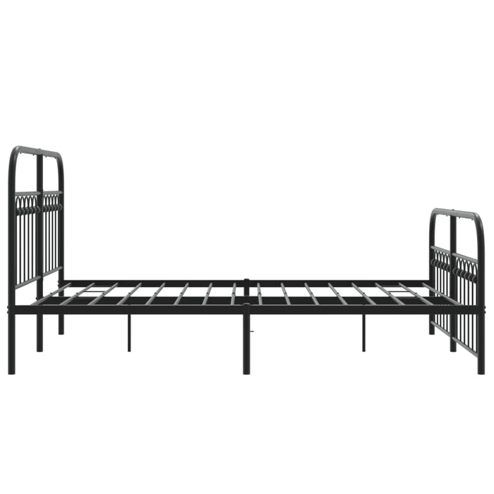 Cadru pat metalic cu tăblie de cap/picioare, negru, 137x190 cm - WALTI WALTI