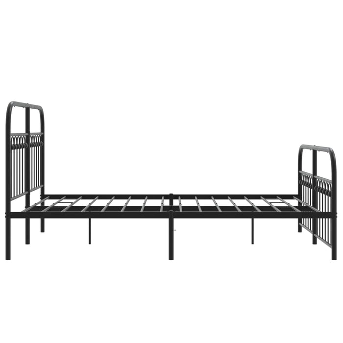 Cadru pat metalic cu tăblie de cap/picioare, negru, 140x190 cm WALTI