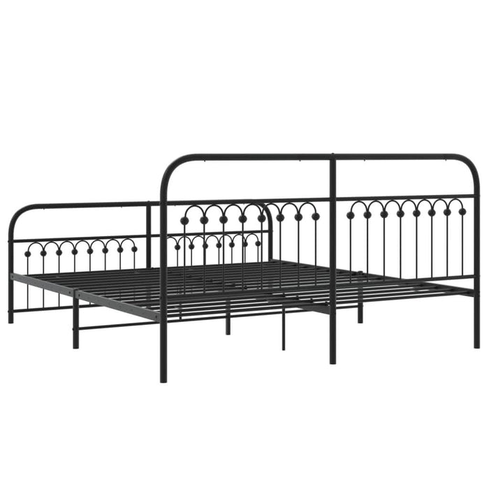 Cadru pat metalic cu tăblii de cap/picioare, negru, 183x213 cm - WALTI WALTI