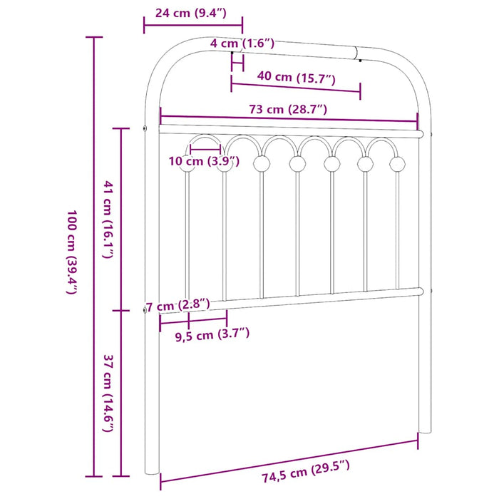 Tăblie de pat de schimb metalică, negru, 75 cm - WALTI WALTI