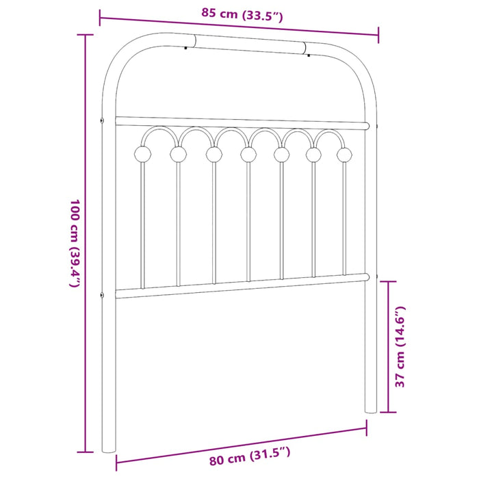 Tăblie de pat metalică, negru, 80 cm - WALTI WALTI