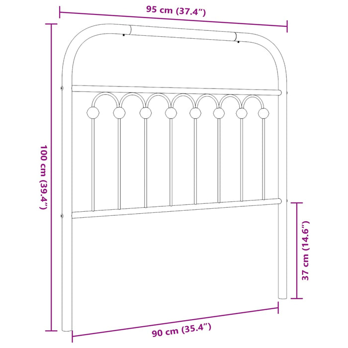 Tăblie de pat metalică, negru, 90 cm - WALTI WALTI