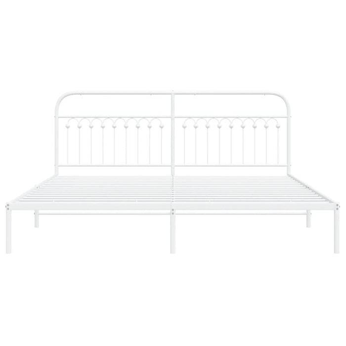 Cadru de pat metalic cu tăblie, alb, 200x200 cm - WALTI WALTI