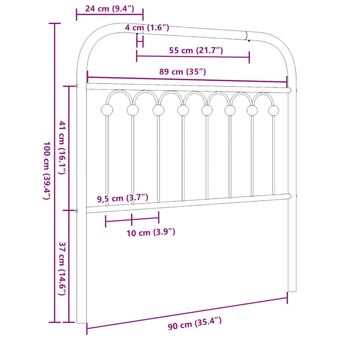 Tăblie de pat de schimb metalică, alb, 90 cm WALTI