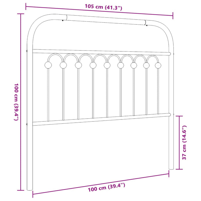 Tăblie de pat metalică, alb, 100 cm - WALTI WALTI