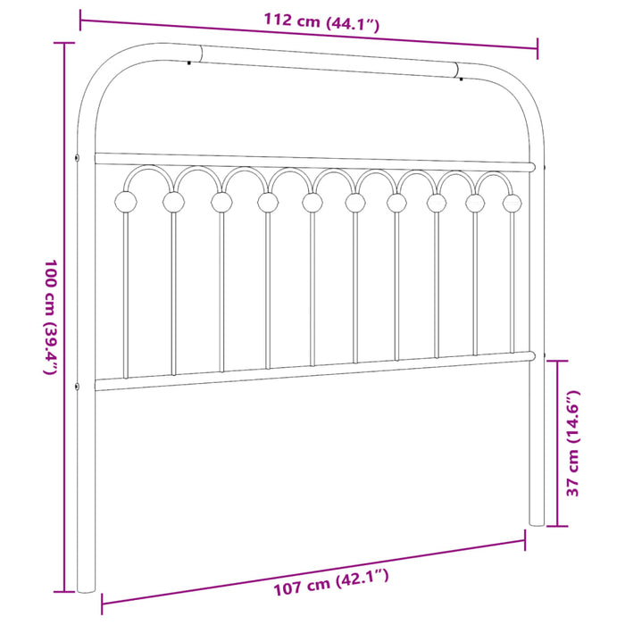 Tăblie de pat metalică, alb, 107 cm - WALTI WALTI