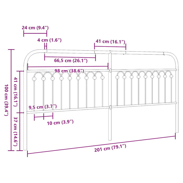 Tăblie de pat de schimb metalică, alb, 200 cm WALTI