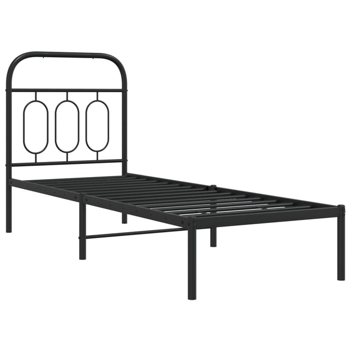 Cadru de pat metalic cu tăblie, negru, 75x190 cm - WALTI WALTI