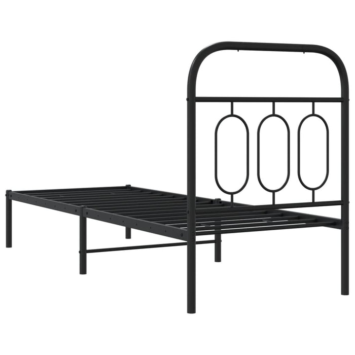 Cadru de pat metalic cu tăblie, negru, 75x190 cm - WALTI WALTI