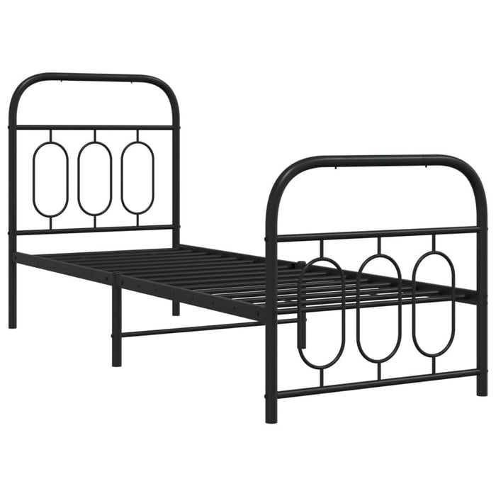 Cadru pat metalic cu tăblii de cap/picioare, negru, 75x190 cm - WALTI WALTI