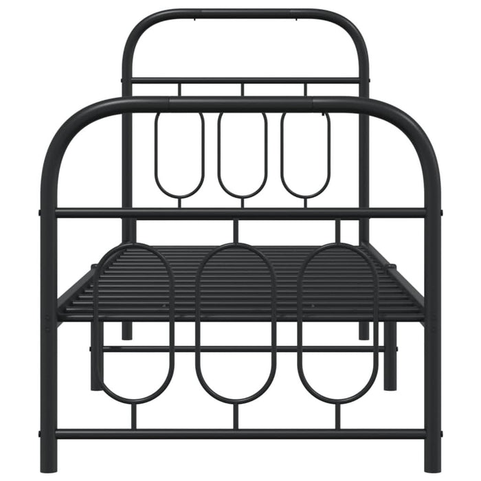 Cadru pat metalic cu tăblii de cap/picioare, negru, 75x190 cm - WALTI WALTI