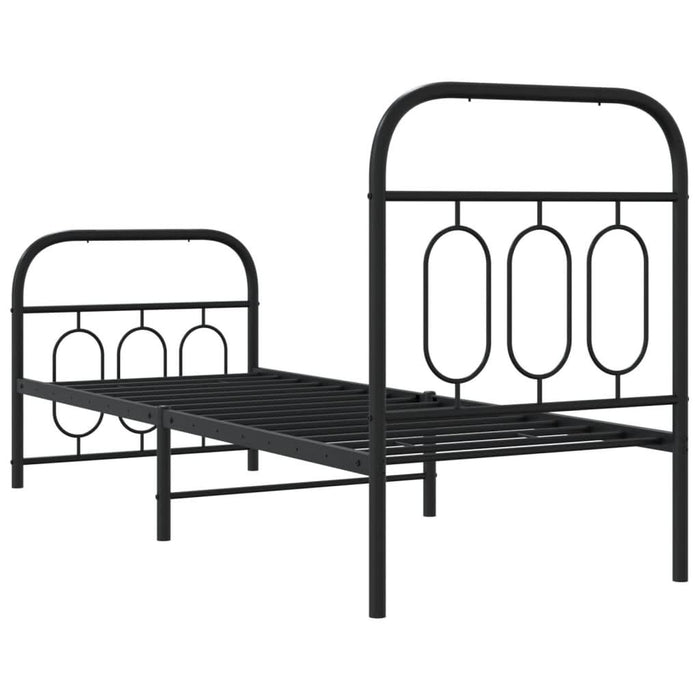 Cadru pat metalic cu tăblii de cap/picioare, negru, 75x190 cm - WALTI WALTI