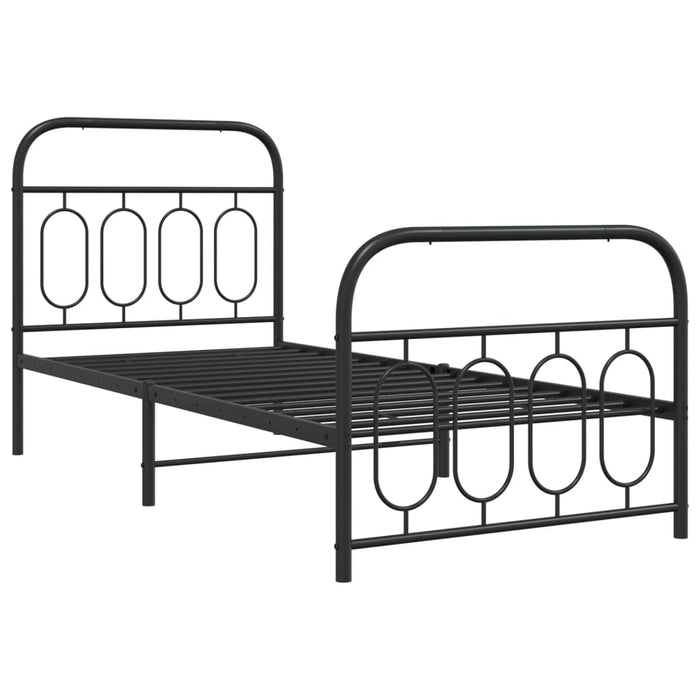 Cadru pat metalic cu tăblii de cap/picioare, negru, 80x200 cm WALTI