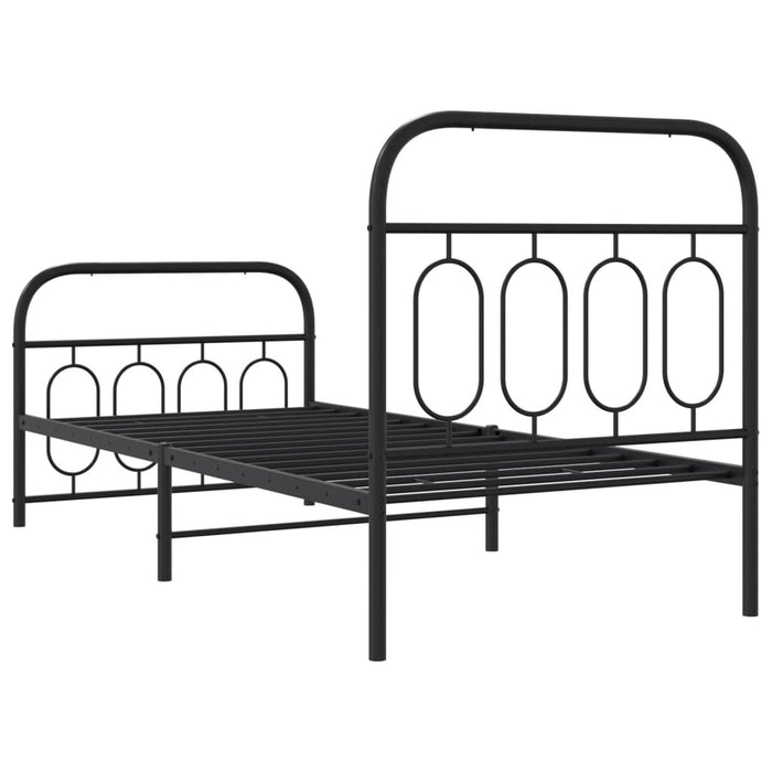 Cadru pat metalic cu tăblii de cap/picioare, negru, 80x200 cm WALTI