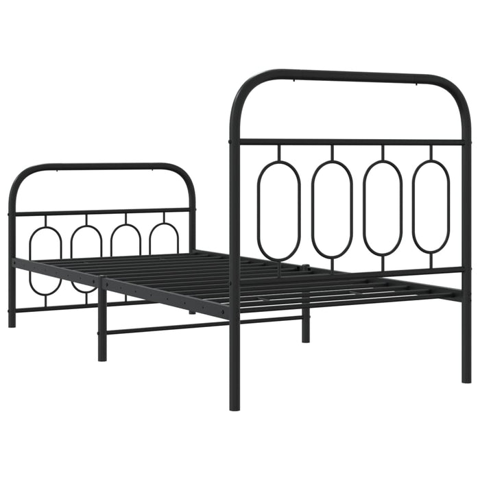 Cadru pat metalic cu tăblii de cap/picioare, negru, 90x200 cm - WALTI WALTI