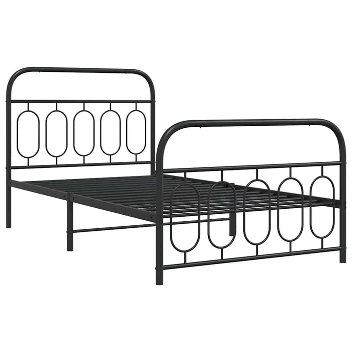 Cadru pat metalic cu tăblii de cap/picioare, negru, 100x190 cm - WALTI WALTI