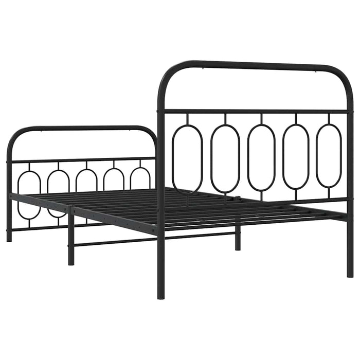 Cadru pat metalic cu tăblii de cap/picioare, negru, 100x190 cm - WALTI WALTI