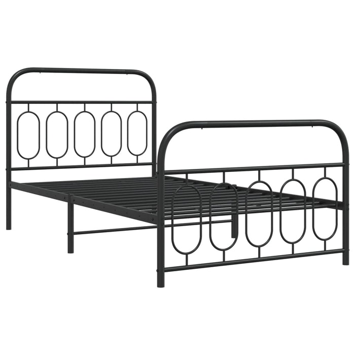 Cadru pat metalic cu tăblii de cap/picioare, negru, 107x203 cm - WALTI WALTI