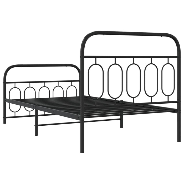 Cadru pat metalic cu tăblii de cap/picioare, negru, 107x203 cm - WALTI WALTI
