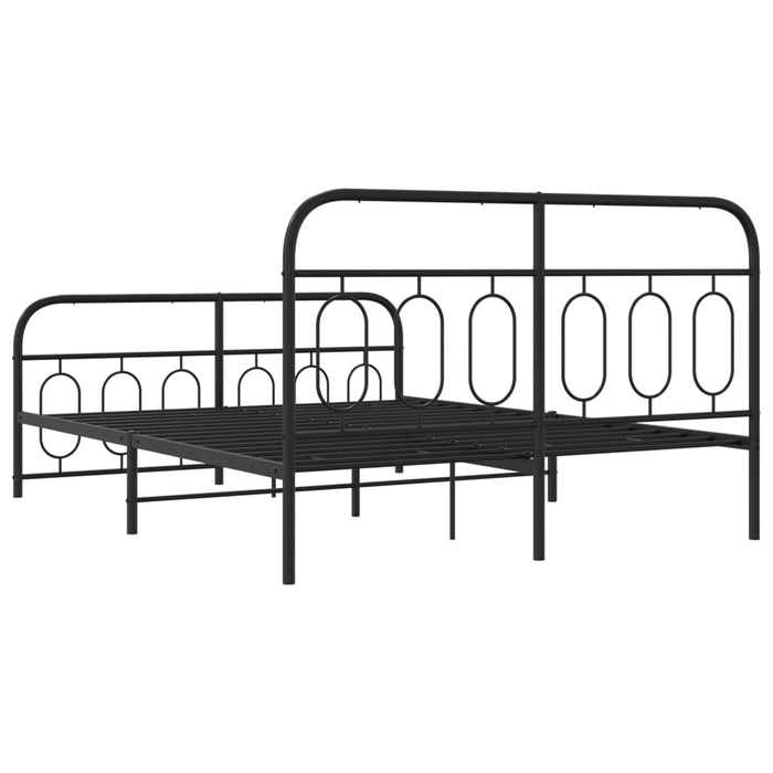 Cadru pat metalic cu tăblie de cap/picioare, negru, 135x190 cm - WALTI WALTI