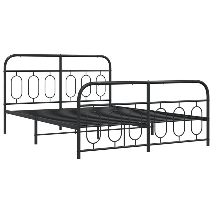 Cadru pat metalic cu tăblie de cap/picioare, negru, 140x190 cm - WALTI WALTI