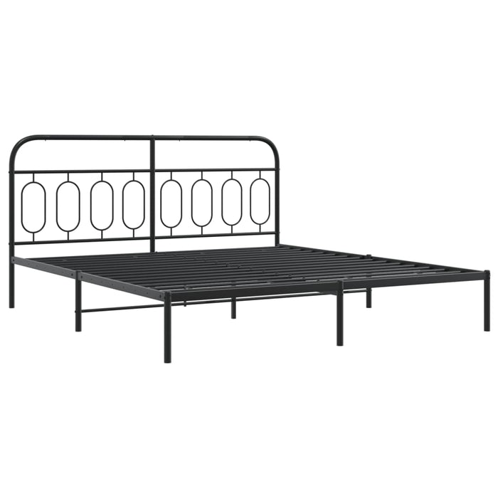 Cadru pat metalic cu tăblii de cap/picioare, negru, 183x213 cm - WALTI WALTI