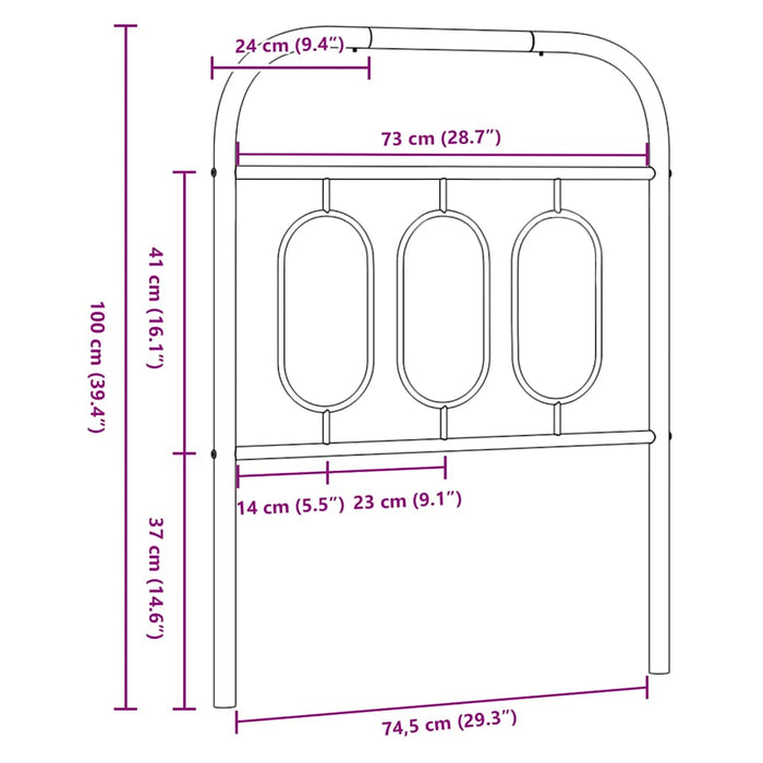 Tăblie de pat de schimb metalică, negru, 75 cm WALTI