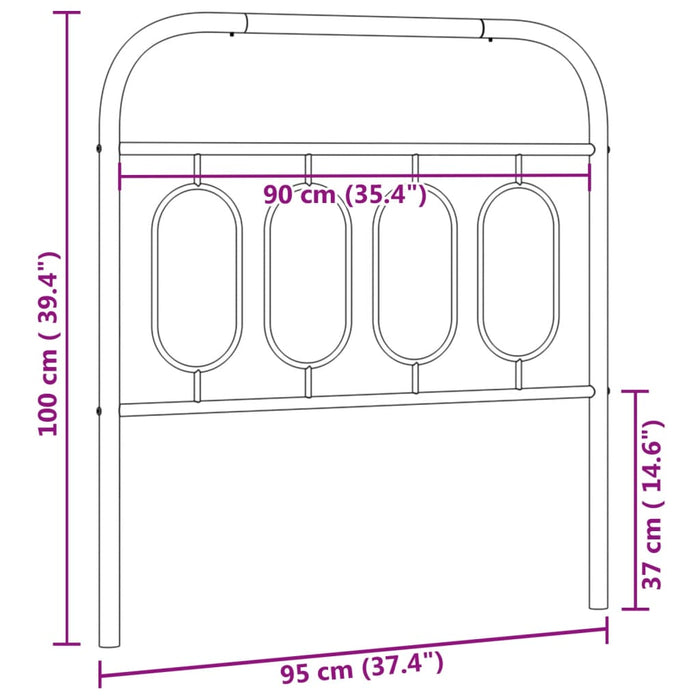 Tăblie de pat metalică, negru, 90 cm - WALTI WALTI