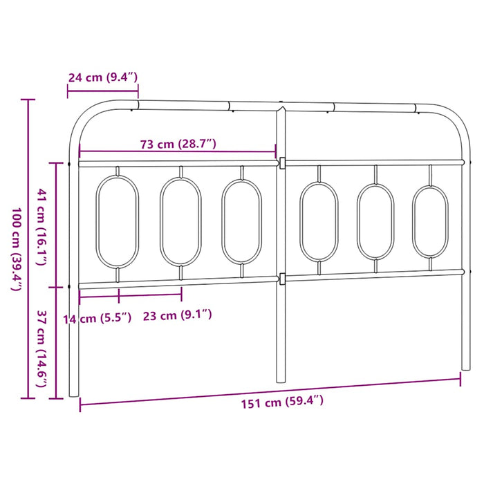 Tăblie de pat de schimb metalică, negru, 150 cm - WALTI WALTI