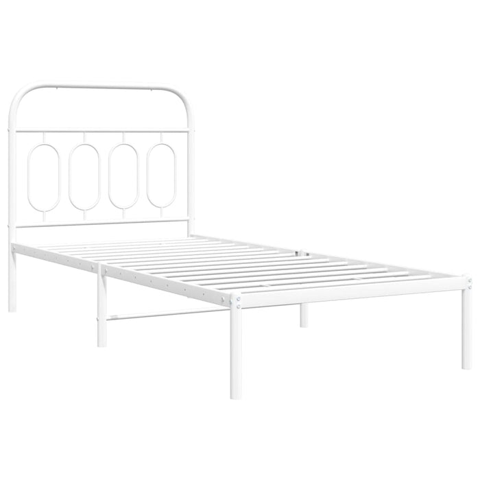 Cadru pat metalic cu tăblie, alb, 90x200 cm WALTI