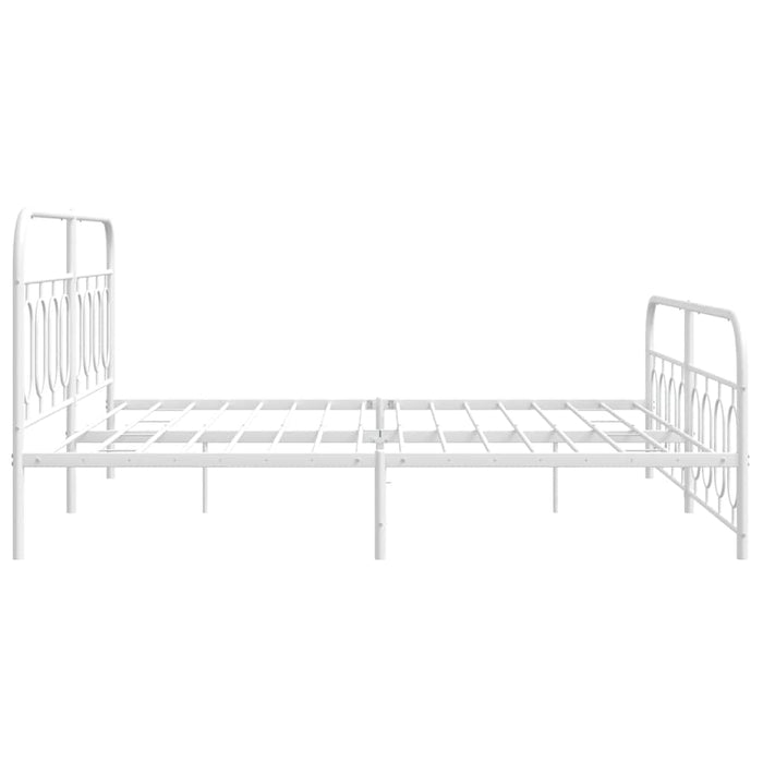 Cadru de pat metalic cu tăblie de cap/picioare, alb, 183x213 cm - WALTI WALTI