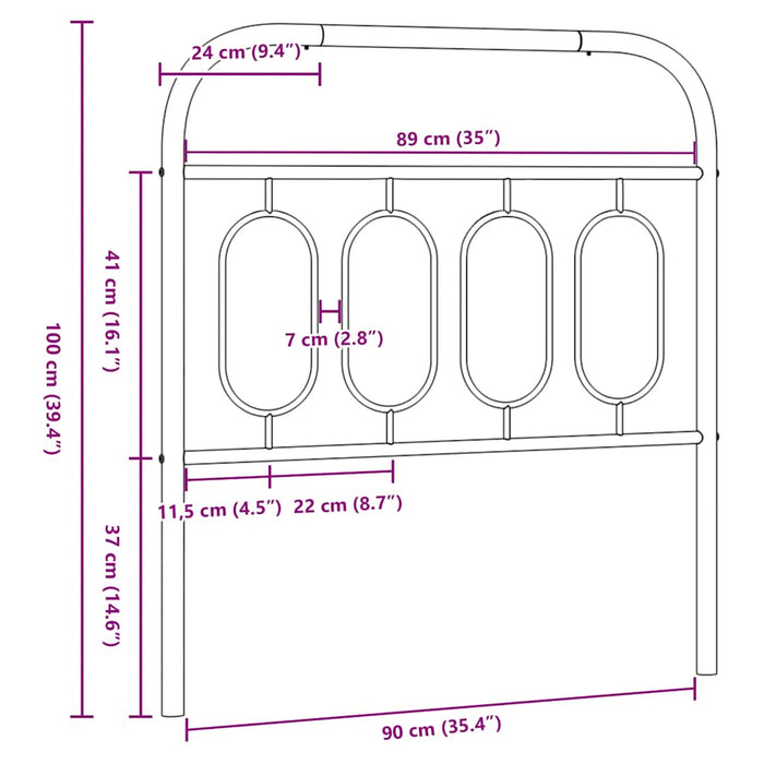 Tăblie de pat de schimb metalică, alb, 90 cm WALTI