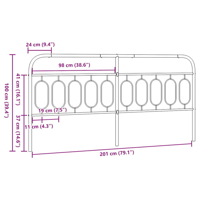 Tăblie de pat de schimb metalică, alb, 200 cm WALTI
