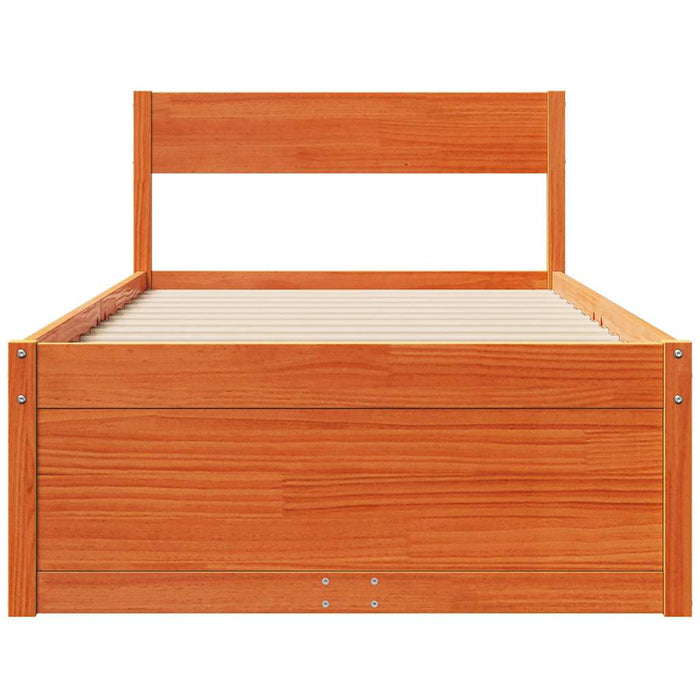 Cadru pat fără saltea, maro ceruit, 75x190 cm, lemn masiv pin WALTI