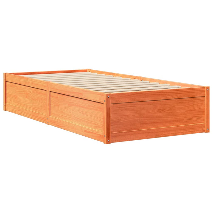Cadru pat fără saltea, maro ceruit, 75x190 cm, lemn masiv pin - WALTI WALTI