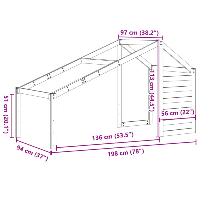 Acoperiș Pat Copii 198x97x113 cm Lemn Mass Pin WALTI