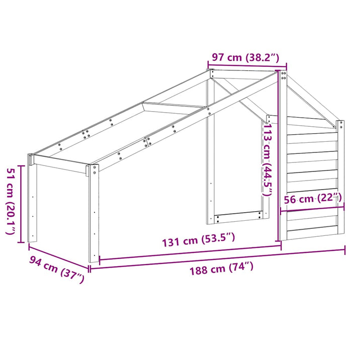 Acoperiș Pat Copii 188x97x113 cm Lemn Mass Pin - WALTI WALTI