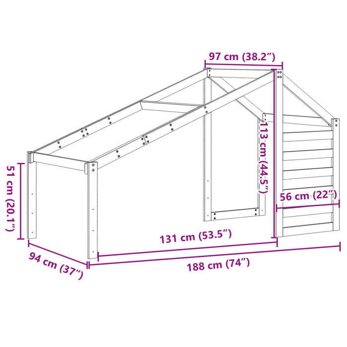 Acoperiș Pat Copii 188x97x113 cm Lemn Mass Pin WALTI