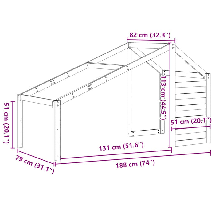 Acoperiș Pat Copii 188x82x113 cm Lemn Mass Pin - WALTI WALTI