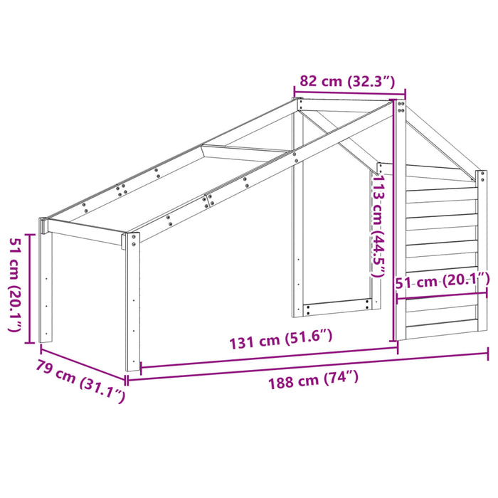 Acoperiș Pat Copii 188x82x113 cm Lemn Mass Pin WALTI